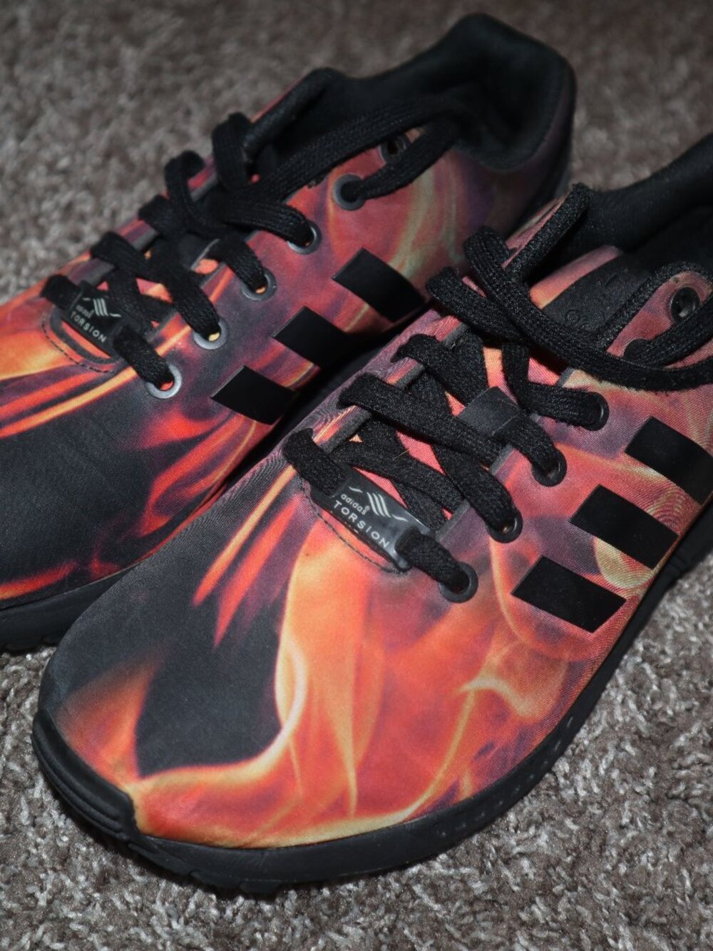 Adidas ZX Flux Black Flames Size 8